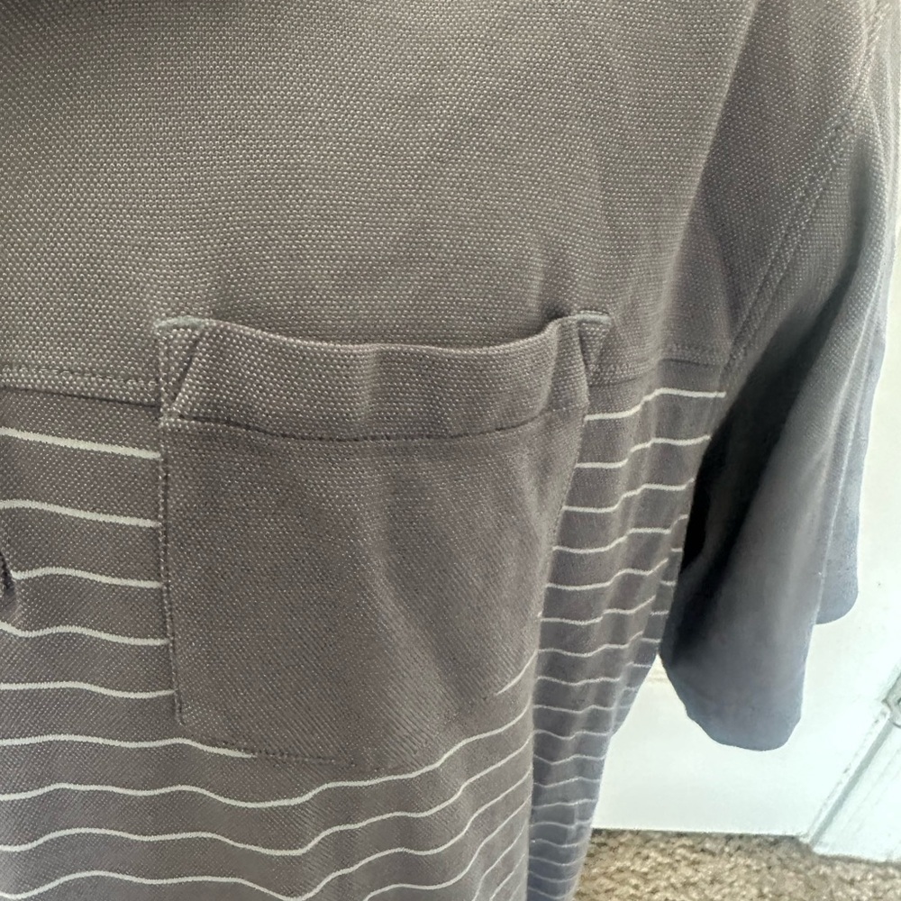 Men’s used Bolle golf polo shirt size XL pocket grey striped Pre own items are a - Picture 4 of 6